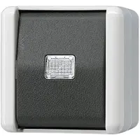 JUNG drukknop, 1-polig, normaal gesloten, opbouwmontage, IP44, type WG 800, grijs, 1 stuk.