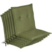 Beautissu Loft NL Stoelkussen Set 6x Lage Rugleuning 100x50 cm Olijfgroen – Tuinstoelkussen UV-bestendig