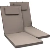 Beautissu Loft RL Ligbed Kussen Set 2x 200x60x5 cm Taupe– Ligstoelkussen UV-bestendig met Rits