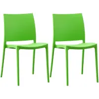 CLP Meton Set van 2 Tuinstoelen - Stapelbaar - Onderhoudsvriendelijk - Weerbestendig - groen