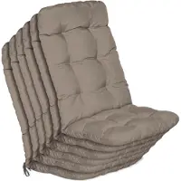 Beautissu Flair HL Stoelkussen Set 6x Hoge Rugleuning 120x50x8 cm Taupe – Tuinstoelkussen