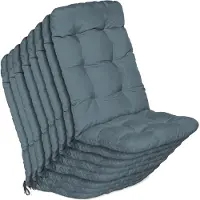 Beautissu Flair HL Stoelkussen Set 8x Hoge Rugleuning 120x50x8 cm Duifblauw – Tuinstoelkussen