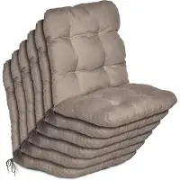 Beautissu Flair NL Stoelkussen Set 6x Lage Rugleuning 100x50x8 cm Taupe – Tuinstoelkussen