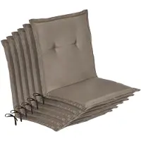Beautissu Loft NL Stoelkussen Set 6x Lage Rugleuning 100x50 cm Taupe – Tuinstoelkussen UV-bestendig