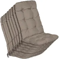 Beautissu Flair HL Stoelkussen Set 8x Hoge Rugleuning 120x50x8 cm Taupe – Tuinstoelkussen