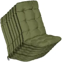 Beautissu Flair HL Stoelkussen Set 8x Hoge Rugleuning 120x50x8 cm Olijfgroen – Tuinstoelkussen