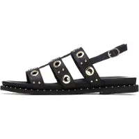 Carmela Dames Leren sandalen 163208 zwart (36), Leer, Plat, Gesp, Casual 16320803-NEGRO