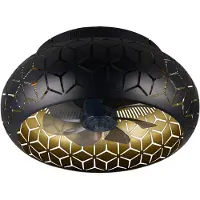 Reality Ventilator met lamp Bidar, zwart/goud, DC, stil, afstandsbediening Bidar, Woon-/ Eetkamer, metaal
