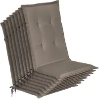 Beautissu Loft HL Stoelkussen Set 8x Hoge Rugleuning 120x50 cm Taupe – Tuinstoelkussen UV-bestendig