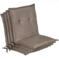 Beautissu Loft NL Stoelkussen Set 4x Lage Rugleuning 100x50 cm Taupe – Tuinstoelkussen UV-bestendig