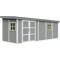 Timbela M941B-CAVERN STEEL - LP SmartSide Tuinhuis op houtbasis - 14,3 m² - 648x248xH231 cm - zonder vloer en zijwand (totaal 3 wanden) met verf