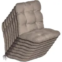 Beautissu Flair NL Stoelkussen Set 8x Lage Rugleuning 100x50x8 cm Taupe – Tuinstoelkussen