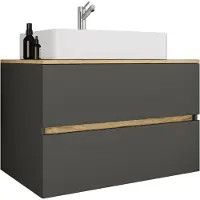 VCM 2-delige badmeubelset met keramische wastafel en badkamerkastje met 2 lades met softclose-systeem, afmetingen van de set: H. 51 x B. 80 x D. 47 cm, Cosila-A
