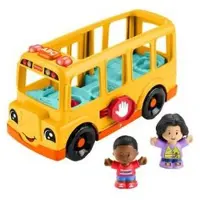 Fisher-Price Little People De schoolbus Muzikaal push-up voertuig met 2 figuren voor kinderen vanaf 1 jaar Meertalige versie HYT03