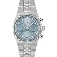 BOSS Candor blue-dial chronograph watch with fluted bezel