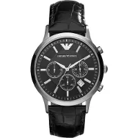 Giorgio Armani Emporio AR2447 Horloge met zwarte leren horlogeband voor heren