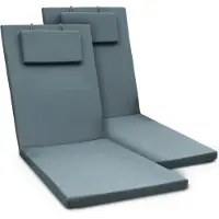 Beautissu Loft RL Ligbed Kussen Set 2x 200x60x5 cm Duifblauw – Ligstoelkussen UV-bestendig met Rits