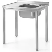 Hendi - Rechthoekige RVS Werktafel met Spoelbak - 100x60cm - Verstelbare Niveaus