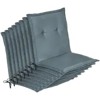 Beautissu Loft NL Stoelkussen Set 8x Lage Rugleuning 100x50 cm Duifblauw – Tuinstoelkussen UV-bestendig
