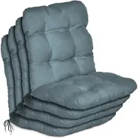 Beautissu Flair NL Stoelkussen Set 4x Lage Rugleuning 100x50x8 cm Duifblauw – Tuinstoelkussen