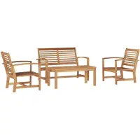 vidaXL Tuinbank Set 4 st Naturel Massief Teakhout