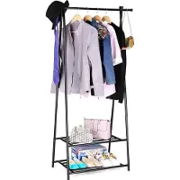 Songmics Metalen kledingrek met schoenenrek, Zwart