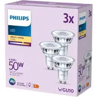 Philips LED Spot - 50 W - GU10 - Warmwit licht - 3 stuks