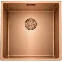 Pure.Sink Comfort PVD Rosé Koper spoelbak 40x40 cm 10mm radius onderbouw, vlakbouw en opbouw PCM4040-62