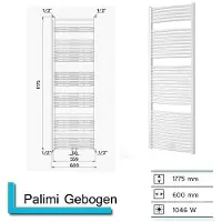 Boss & Wessing Handdoekradiator Palimi Gebogen 1775 x 600 mm Wit structuur