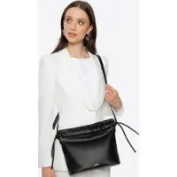 WITTCHEN Dames crossbody tas met decoratieve strikken, zwart, eco-leer