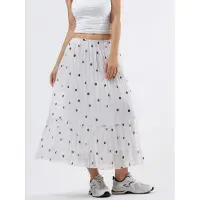 Busem Hoge Taille Polka Dot Maxi Rok met Franje