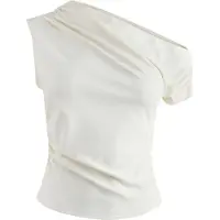Next - Dames - Asymmetrische mouwloze top met drapering - Naturel