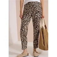 Cecil Dames Slim Leg-broek met Loose Fit-pasvorm en luipaardprint - Beige - M