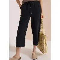 Cecil Dames 3/4-broek met Wide Leg pijpen van mousseline - Zwart - M