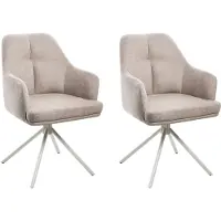 Beliani MIRA - Eetkamerstoel set van 2 - Taupe - Polyester