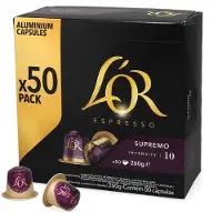 L'OR Pack de 50 capsules café Espresso Supremo 4090916 260 g Noir et Violet