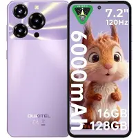 Oukitel C69 (4+128) 7,2-inch smartphone met 6000 mAh batterij, ultradunne behuizing van 9,5 mm, paars