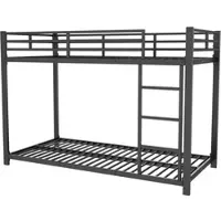 OKWISH Stapelbed 90x200 Cm - Stapelbed Met Metaal Frame En Veilige Trap - Praktisch Voor Kinderkamers - Metaal - Zwart