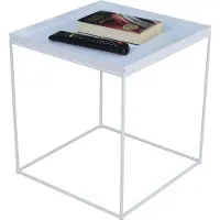 FutuStal - Stalen Salontafel - Biały Mat - Kwadratisch Blad - Stevig Dradenframe