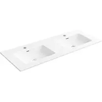 CERANO - Keramische wastafel met twee kommen - Meubelvariant - Wit, glanzend - 121x46,5 cm