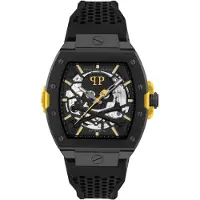 Philipp Plein Analoog horloge 'The Skeleton' geel / zwart / wit