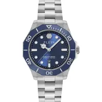 Philipp Plein Watches Analoog horloge 'Aquastorm' enziaan / zilver