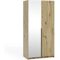 Margaret Hadas24 Kledingkast Apollonia met Spiegel 100 x 204 cm (artisan, zwarte handgrepen)