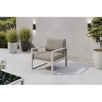 Margaret Hadas24 Margaret Hadas: 24 Gartensessel, outdoor, Madera lounge fauteuil, tuinbank, terras, balkon, weerbestendig, metaal, zitbank met rugleuning, kasjmier, grijsbeige