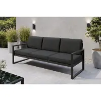 Margaret Hadas24 Margaret Hadas: Tuinset, 3-zits, outdoor, Madera loungebank. Geschikt voor terras, weerbestendig, balkonmeubilair, zitbank met rugleuning, tuinmeubels, kleuren: zwart, grijsbruin