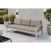 Margaret Hadas24 Margaret Hadas: Tuinset, 3-zits, outdoor, Madera loungebank, geschikt voor terras, weerbestendig, balkonmeubilair, zitbank met rugleuning, tuinmeubels, kleur: kasjmier, grijsbeige