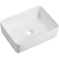CERANO - Keramische wastafel Lorenzo - voor opbouw - wit, glanzend - 48x37 cm