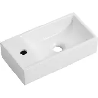 CERANO - Keramische wastafel Giovanni, wandmodel, links - wit, glanzend - 41x22,5 cm