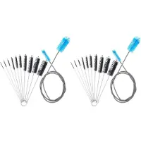Exogio 2X Aquarium Filter Brush Set, Flexible Double Ended Bristles Hose Pipe Cleaner with Stainless Steel Long Cleaning Brush