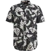 PME Legend Overhemd 'Shirt with short sleeves in slub cotton' donkerblauw